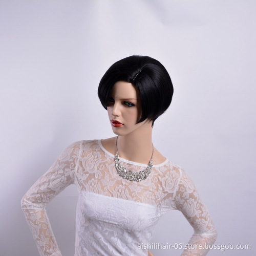 Wholesale high quality Synthetic wigs natural straight wave hair black short hair synthetic hair wigs for black women